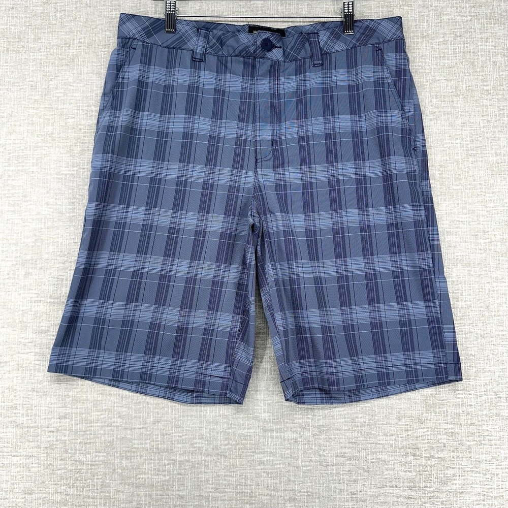 St. Andrews Of Scotland Golf Shorts Mens 36 Blue Plaid Stretch Flat Front Golf